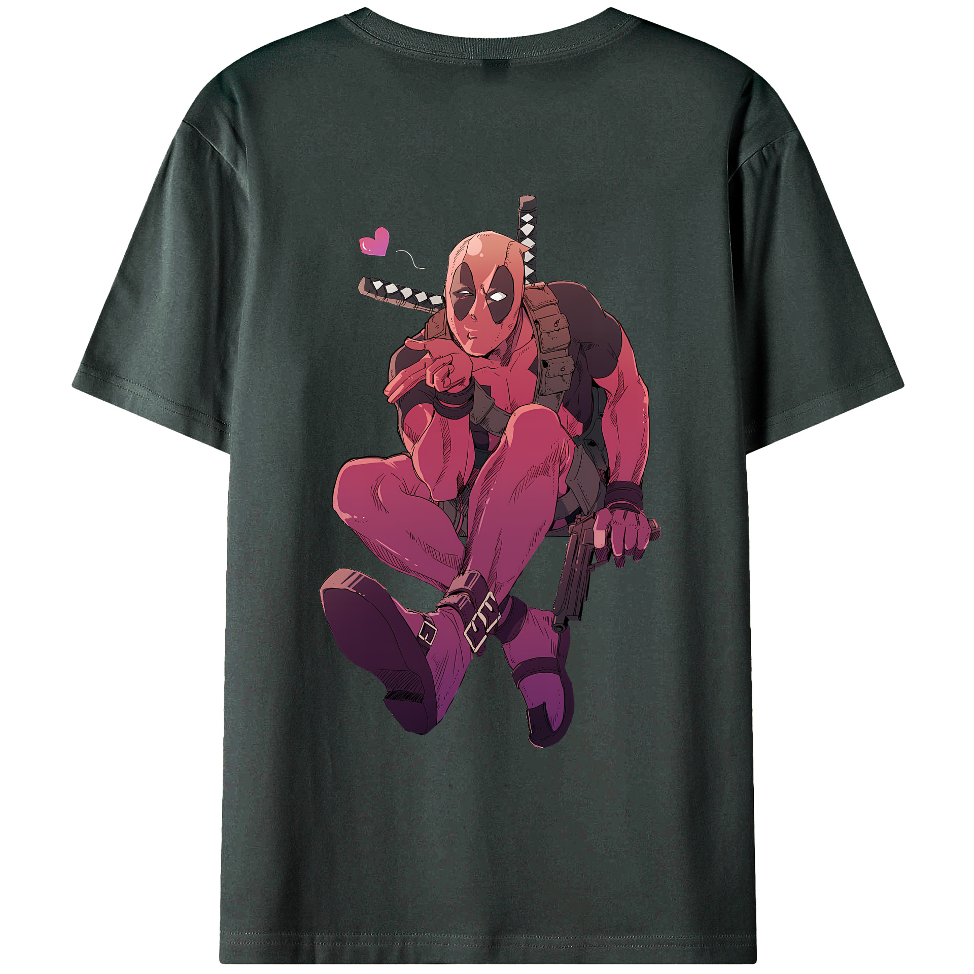 （画像用） Deadpool デッドプール 綿100％ メンズ半袖Tシャツ（バックプリント） 通気性